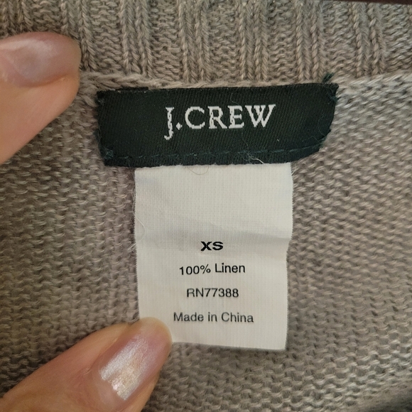 ❤️ 3 For $35 J Crew linen sweater crew neck long sleeve light weight neutral XS - Picture 4 of 4